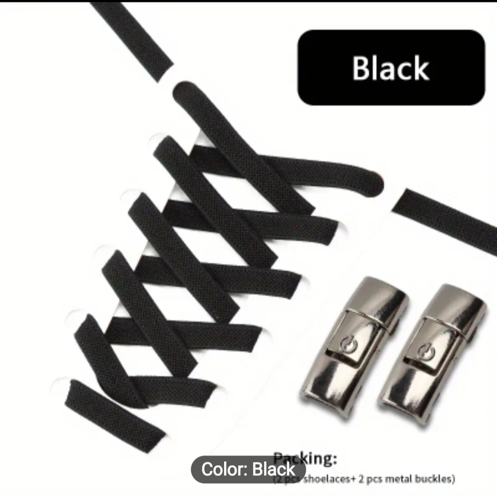 Black Elastic No-Tie Shoelaces